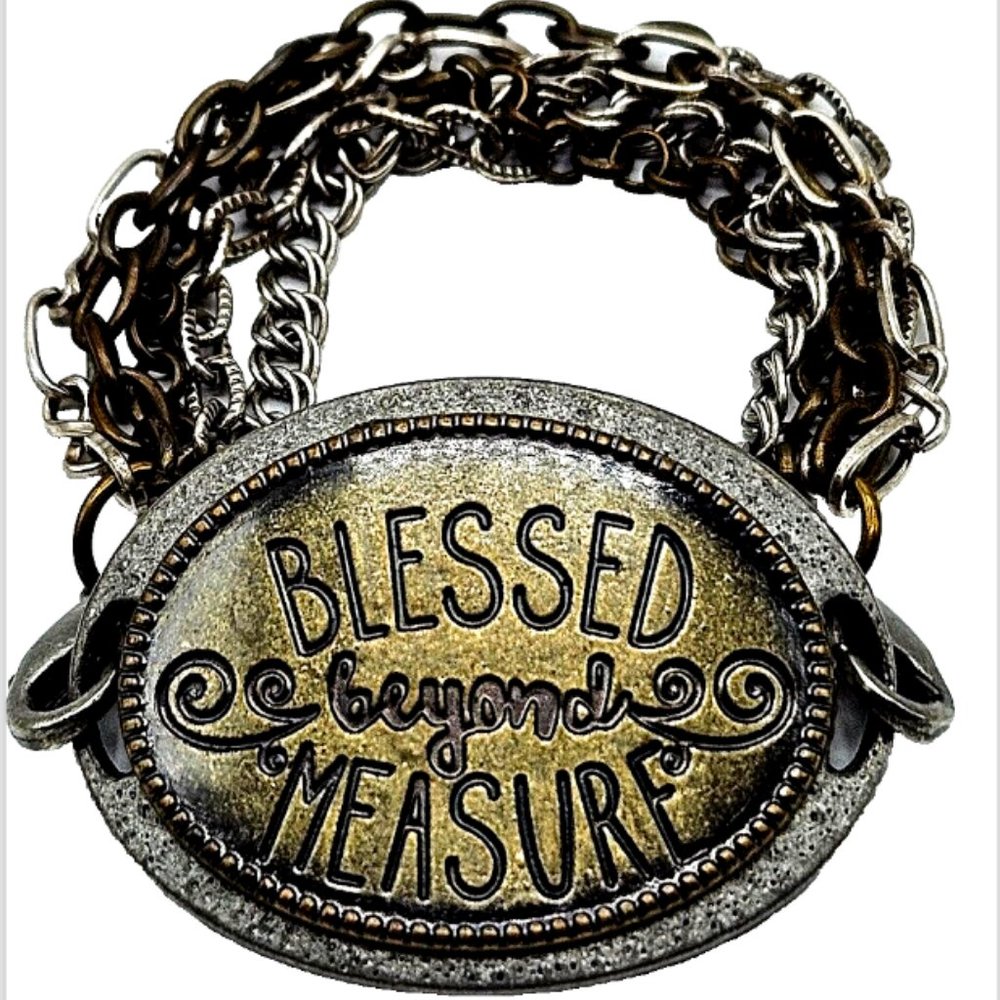 VTG Blessed Beyond Measure Bracelet Metal Multicolor Chains Fashion 7 in. Length